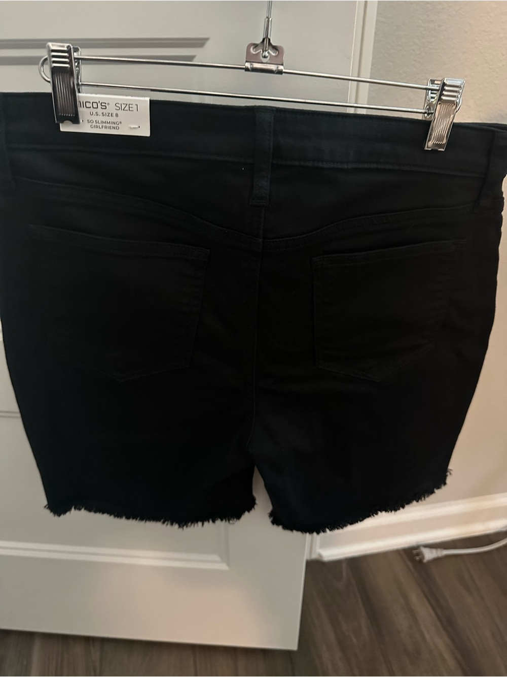 Chico's Black Frayed Hem Denim Shorts - Picture 2 of 5